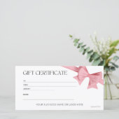 Geschenkgutschein für das elegante Rosa-Bow-Logo (Stehend Vorderseite)