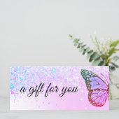 Geschenkgutschein für das lila Schmetterlingslogo (Stehend Vorderseite)