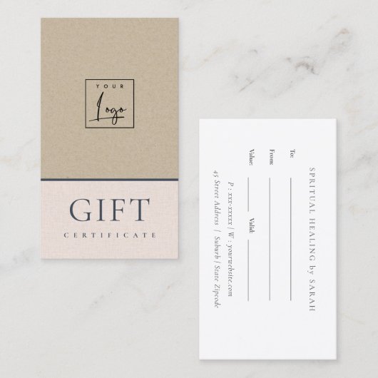 Geschenkgutschein für das Logo "Blush Kraft" für K Visitenkarte (Vorne/Hinten)