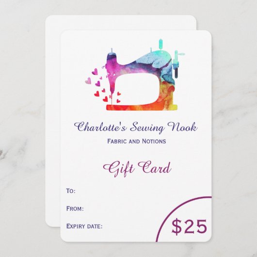 Geschenkgutschein für das Nähen von Aquarellen (Vorne/Hinten)