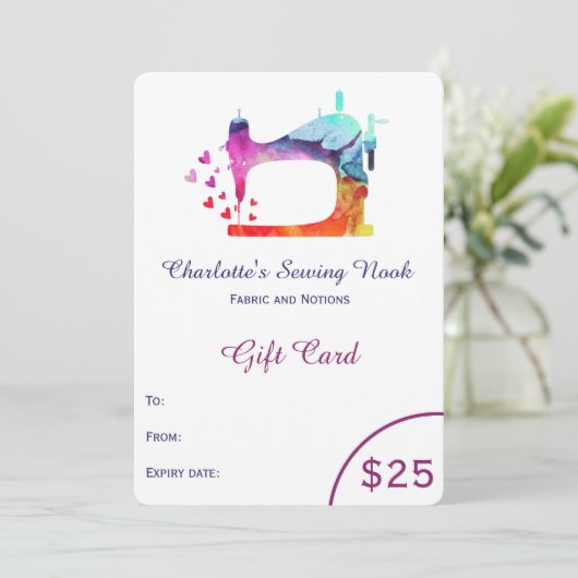 Geschenkgutschein für das Nähen von Aquarellen (Stehend Vorderseite)