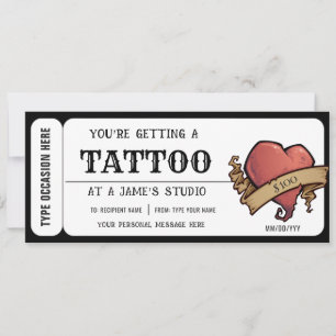 Geschenkgutschein für das persönliche Herz Tattoo Einladung