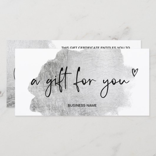 Geschenkgutschein für das Silberfolienherz (Vorne/Hinten)