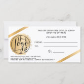 Geschenkgutschein für das weiße Logo der goldfarbe (Rückseite)