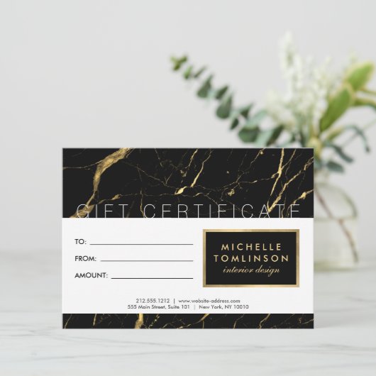 Geschenkgutschein für den Designer für Schwarz und (Stehend Vorderseite)