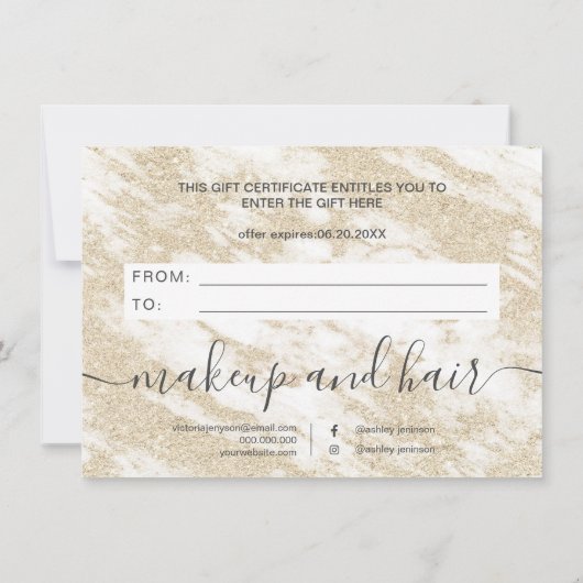 Geschenkgutschein für den Glitzer aus weißem Marmo (Rückseite)