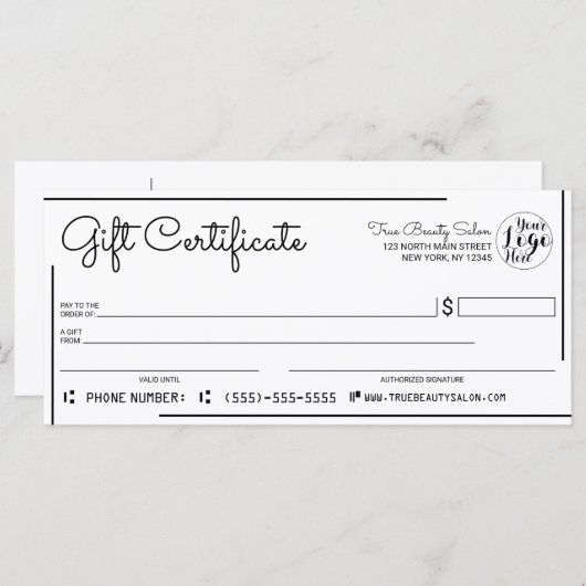 Geschenkgutschein für den Karo von White Black Bor (Vorne/Hinten)