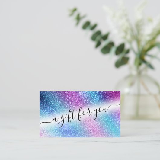 Geschenkgutschein für den lila Blauen Nebel Galaxy Visitenkarte (Stehend Vorderseite)
