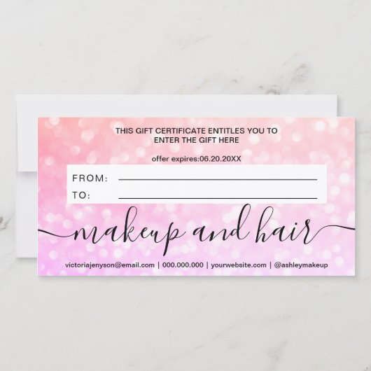 Geschenkgutschein für den rosa Glitzer (Rückseite)