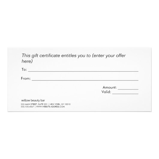 Geschenkgutschein für den schwarzen Wellness-Cente Werbekarte (Hinten)