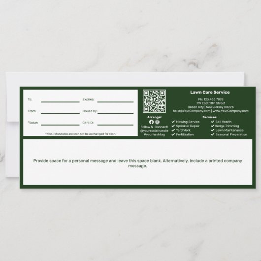 Geschenkgutschein für den Wäscheservice (Rückseite)