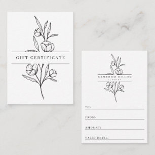 Geschenkgutschein für die handgezeichnete Florist- Visitenkarte