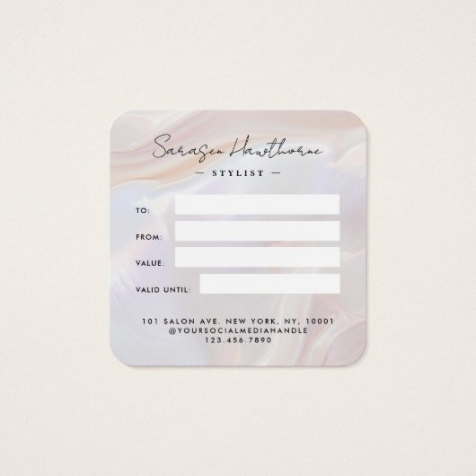 Geschenkgutschein für die Muschel Weißer Opal Ston (Rückseite)