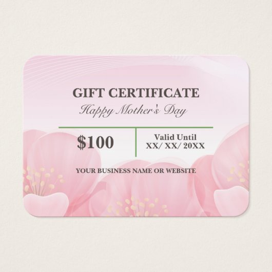 Geschenkgutschein für die Rosa Blumenmutter (Vorderseite)