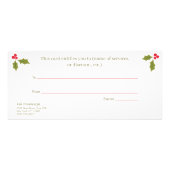 Geschenkgutschein für einen eleganten Urlaub Werbekarte (Hinten)