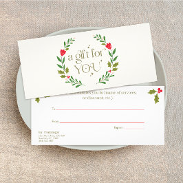 Geschenkgutschein für einen eleganten Urlaub Werbekarte