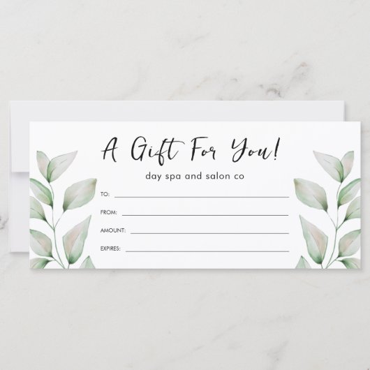 Geschenkgutschein für einfache botanische Blätter (Vorderseite)