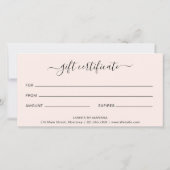 Geschenkgutschein für elegante rosafarbene Lashes (Rückseite)