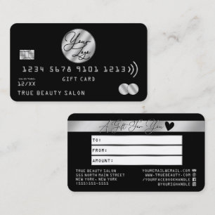 Geschenkgutschein für elegante Silver Black-Logos Visitenkarte