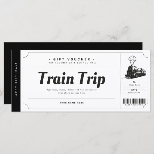 Geschenkgutschein für Fahrausflüge (Vorne/Hinten)