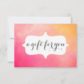 Geschenkgutschein für farbenfrohe rosa gelbe Salon (Vorderseite)