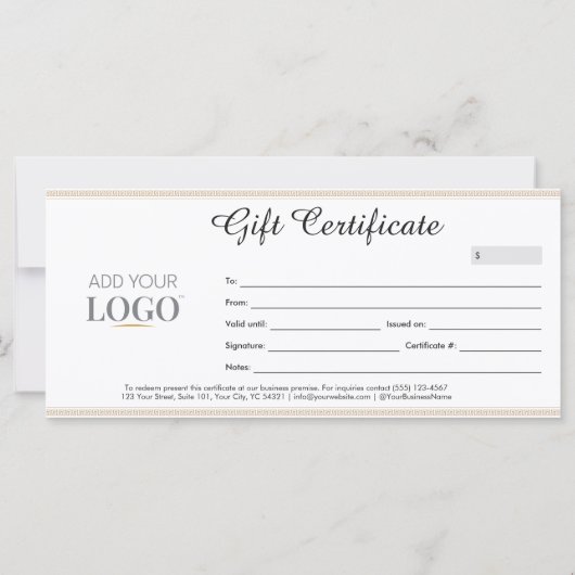 Geschenkgutschein für Firmenlogos, schwarz und gol (Rückseite)