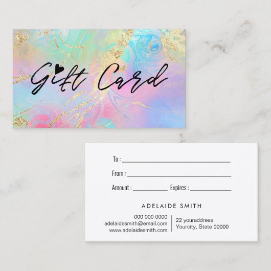 Geschenkgutschein für flüssigen Marmor Visitenkarte (Vorne/Hinten)