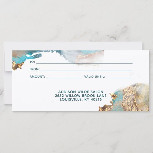 Geschenkgutschein für Flüssigfarben und Gold (Rückseite)