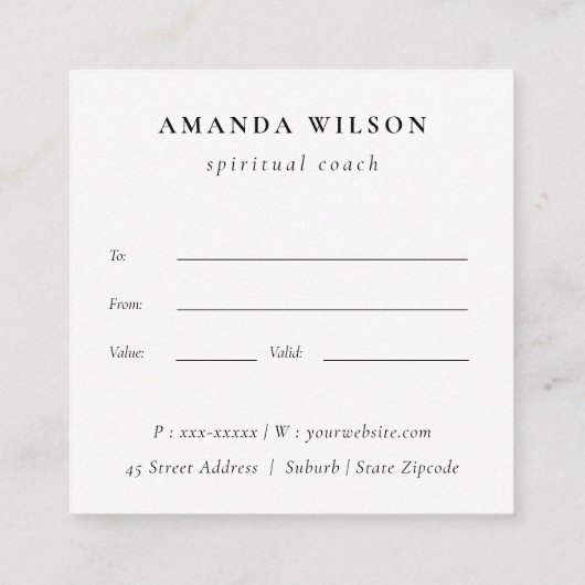 Geschenkgutschein für französische Macarons Quadratische Visitenkarte (Rückseite)