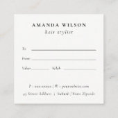Geschenkgutschein für Friseursalon Quadratische Visitenkarte (Rückseite)