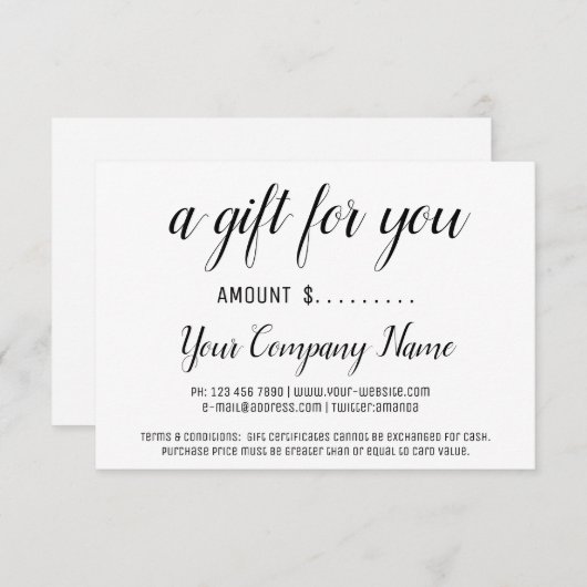 Geschenkgutschein für Geschäftsleute einfach moder (Vorne/Hinten)