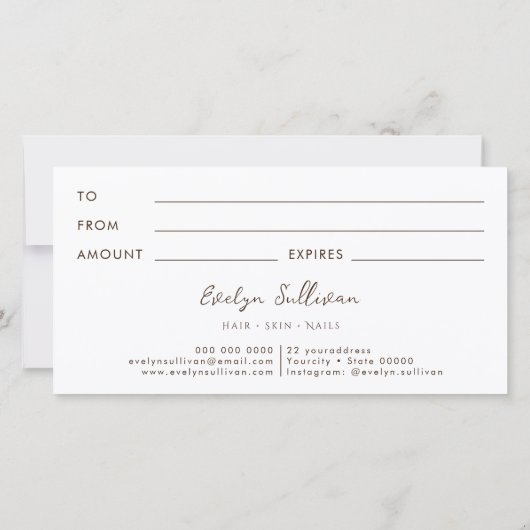 Geschenkgutschein für getrocknete Blume (Rückseite)