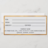 Geschenkgutschein für goldene Metallfolie (Rückseite)