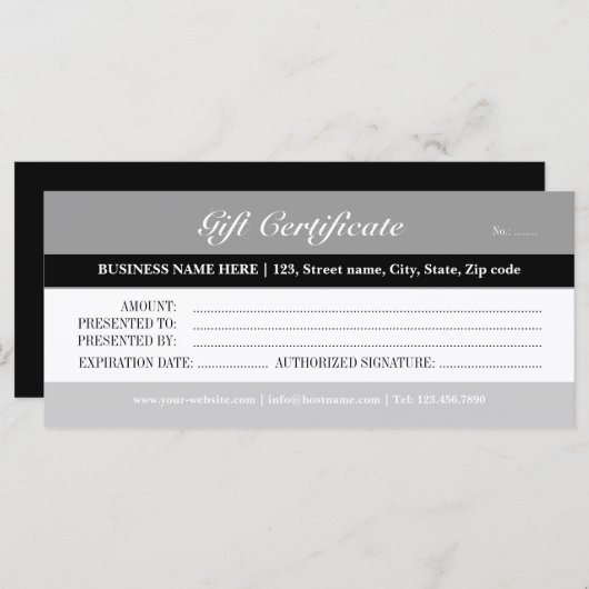 Geschenkgutschein für graue Tones (Vorne/Hinten)