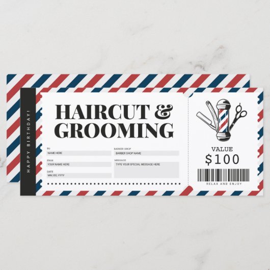 Geschenkgutschein für Haarschnitt-Barber-Shop (Vorne/Hinten)