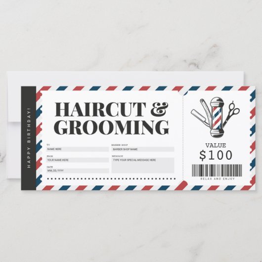 Geschenkgutschein für Haarschnitt-Barber-Shop (Vorderseite)