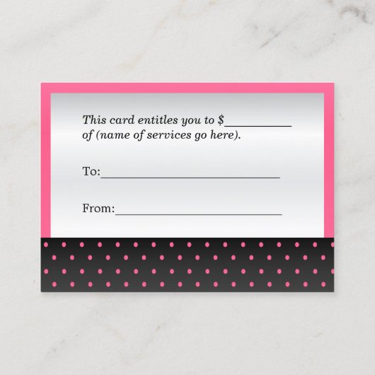 Geschenkgutschein für Heiß- und Rosa sowie Schwarz Rabattkarte (Rückseite)