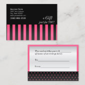 Geschenkgutschein für Heiß- und Rosa sowie Schwarz Rabattkarte (Vorne/Hinten)