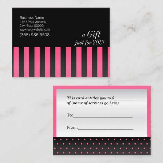Geschenkgutschein für Heiß- und Rosa sowie Schwarz Rabattkarte (Vorne/Hinten)