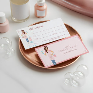Geschenkgutschein für hübsche weibliche Reinigungs