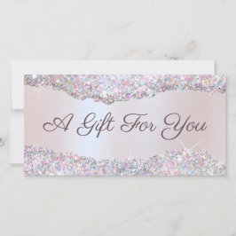 Geschenkgutschein für Imitate mit rosa Glitzer