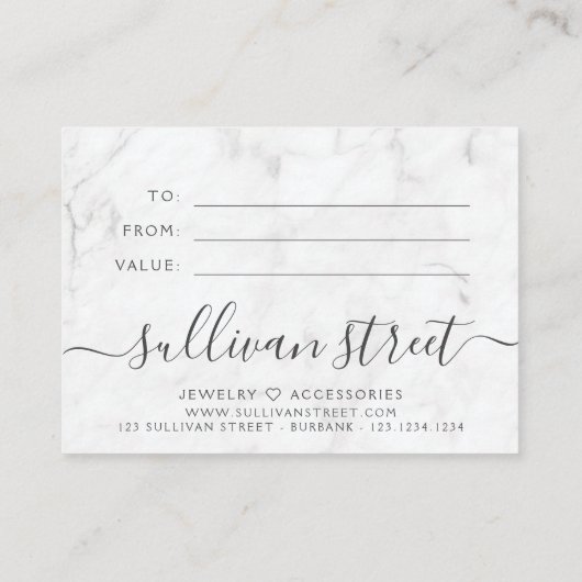 Geschenkgutschein für kleine Unternehmen aus Minim Telefonnummerkarte (Rückseite)