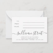 Geschenkgutschein für kleine Unternehmen in Rosa M Mitteilungskarte (Rückseite)