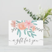 Geschenkgutschein für korallenrosa florale Aquarel (Stehend Vorderseite)