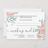 Geschenkgutschein für korallenrosa florale Aquarel (Rückseite)