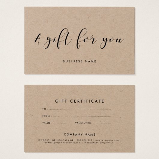 Geschenkgutschein für Kraftpapier (Vorne & Hinten)