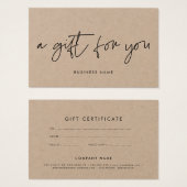 Geschenkgutschein für Kraftpapier, modern minimali (Vorne & Hinten)