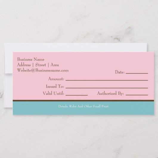 Geschenkgutschein für Kuchen (Rückseite)