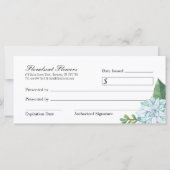 Geschenkgutschein für kundenspezifische Succules (Rückseite)