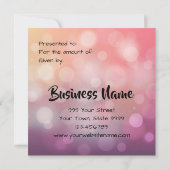 Geschenkgutschein für Lila Feiertage in Rosa (Rückseite)